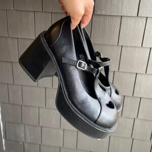 Y2K Chunky Black Mary Janes | Delias Goth Lolita Coquette Platform Shoes Size 7